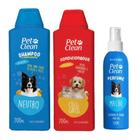 KIT Shampoo, Perfume e Condicionador Pet Clean Cães e Gatos