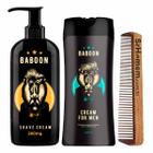 Kit Shave De Barbear + Cream For Men e Pente Duplo Baboon