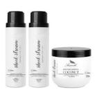 Kit Shock Stream 380Ml Aramath shampoo sem sal máscara óleo de coco condicionador cabelos cacheados