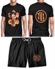 Kit Short + Camiseta Masculino Adulto e Infantil Anime Dragon Ball Goku Esferas Top Full Verão