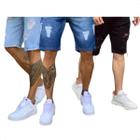 Kit Shorts Jeans Bermudas Masculina 3 Peças Sarja Slim