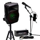 Kit Show Polyvox com Caixa Amplificada XC-715T + Tripé para Caixa + Microfone com Fio + Pedestal para Microfone