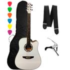 Kit Simples Violão Elétrico Strinberg CD40C Branco Brilhante Folk