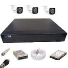 Kit Sistema de Monitoramento Completo 3 Câmeras Segurança 720p + DVR 4 canais - Protec