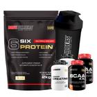 Kit Six Protein 2kg + 2x BCAA 4,5 100g + 2x Power Creatine 100g + Coqueteleira  Bodybuilders