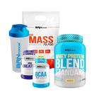 Kit Size Mass 3Kg Bau+ Whey Blend + Creatina + Bcaa + Coquet