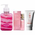 Kit Skin Care Feminina Sweet Glow Beijavel Chiclete e Clareador Virilha Axilas e Perfume de Bolso Sedução