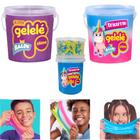 Kit Slime Gelelé Unicórnio Glitter Bolinha Brinquedo Surpresa Combo 3 Baldes