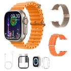 Kit Smart Watch Relogio Tela Amoled 2.2 Serie9 W69 Ultra Android iOS Bluetooth C/Acessorios Extra