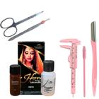 Kit Sobrancelha Henna Chandra Profissional Pinça Tesoura Paquímetro