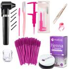 Kit Sobrancelhas Henna Molde Mini Mixer Escovinha Completo