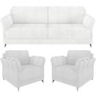 Kit Sofá 2 Lugares 164cm com 02 Poltronas Álamo M03 Bouclê Branco - Lyam Decor