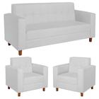 Kit Sofá 2 Lugares e 2 Poltronas Denver Suede Branco - AM Decor