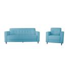 Kit Sofa 3 Lugares + Poltrona Elegance Suede Azul Turquesa - Lares Decor