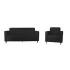 Kit Sofa 3 Lugares + Poltrona Elegance Suede Preto - Lares Decor