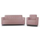 Kit Sofa 3 Lugares + Poltrona Elegance Suede Rose - Lares Decor