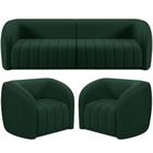 Kit Sofá 4 Lugares Para Sala 292cm com 02 Poltronas Lazio M03 Veludo Verde - Lyam Decor