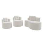 Kit Sofá e 02 Poltronas Orgânicas Living Bob com Almofadas Bouclê Off White - Desk Design