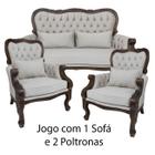 Kit Sofá Imperador e 2 Poltronas Imperador Cappuccino e Veludo Texturizado Bege