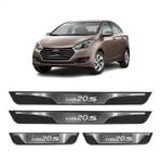 Kit Soleira 4 Portas Aço Inox Led Azul Hyundai HB20s 2012 2013 2014 2015 2016 2017 2018 2019 2020 2021