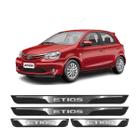 Kit Soleira 4 Portas Aço Inox Led Azul Toyota Etios Hatch 2013 2014 2015 2016 2017 2018 2019