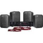 Kit Som Ambiente 400W Musical Hayonik Ambience 4000 Preto c/ 4 Caixas + Amplificador e Fios