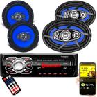 Kit Som Carro Radio Mp3 Bluetooth + Falante 6 Pol + 6x9 310w