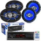 Kit Som Carro Radio Mp3 Bluetooth + Falante 6 Pol + 6x9 310w