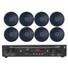 Kit Som Residencial Bluetooth + 8 Arandelas Pretas Coaxial - Le Son