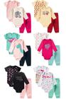 Kit Sortido 9 Peças de Roupas Menina Bebê Conjunto Body 6 bodies + 3 calças -