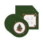 Kit Sousplat + Guardanapo Natal Árvore Verde