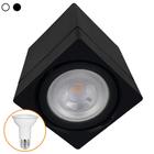 Kit Spot Sobrepor Quadrado Direcionável + Lampada Led Par20 Plafon Iluminação Decorativa