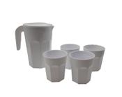 Kit Suco 1 Jarra De 1,5 Litros Com 4 Copos De 400 Ml Branco - Dehaus