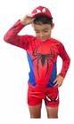 Kit Sunga Infantil Homem Aranha + Camisa Uv + Boné Proteção Solar Praia Piscina