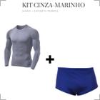 Kit Sunga Tradicional Boxer Camisa Proteção Malha Fria Natação Segunda Pele Compressão Manga Longa Masculina Uv 50+ Praia Piscina Surf