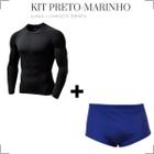 Kit Sunga Tradicional Boxer Camisa Proteção Malha Fria Natação Segunda Pele Compressão Manga Longa Masculina Uv 50+ Praia Piscina Surf