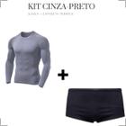 Kit Sunga Tradicional Boxer Camisa Proteção Malha Fria Natação Segunda Pele Compressão Manga Longa Masculina Uv 50+ Praia Piscina Surf