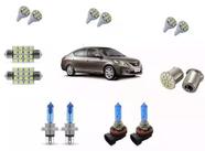 Kit Super Branca Farol/milha + Leds Nissan Versa 11/15