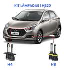 Kit Super Led Hb20 Farol Alto Baixo E Milha H4 + H8