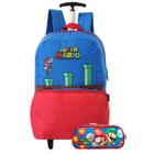 Kit Super Mario Bros Mochila De Rodas Com Estojo Escolar