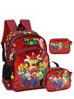 Kit Super Mario Bros Mochila + Lancheira + Estojo Box Vm