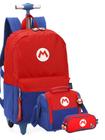 Kit Super Mario Mochila Rodas + Lancheira + Estojo Duplo VM