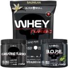 Kit Suplemento Combo Whey Turbo 907g + Creatina 150g + Pre Treino B.O.P.E 150g Bope - Black Skull