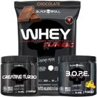 Kit Suplemento Combo Whey Turbo 907g + Creatina 150g + Pre Treino B.O.P.E 150g Bope - Black Skull