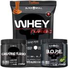 Kit Suplemento Combo Whey Turbo 907g + Creatina 150g + Pre Treino B.O.P.E 150g Bope - Black Skull