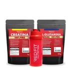 Kit Suplemento em Pó Red Fit Nutrition 100% Puro Importado C/ Laudo Creatina Monohidr 1Kg L-Glutamina 500g