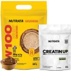 Kit Suplemento Whey Protein W100 Doce de Leite Havanna Nutrata 900g Creatina 300g Pura Refil