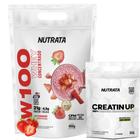 Kit Suplemento Whey Protein W100 Nutrata 900g Creatina 300g Pura Refil