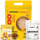 Kit Suplemento Whey W100 + Pasta de amendoim Doce de Leite Havanna 900g Creatina 300g Pura Refil - Nutrata