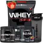 Kit Suplementos Black Skull ( Creatina 150g + Whey turbo 907g + Pré treino 150g + Coqueteleira )